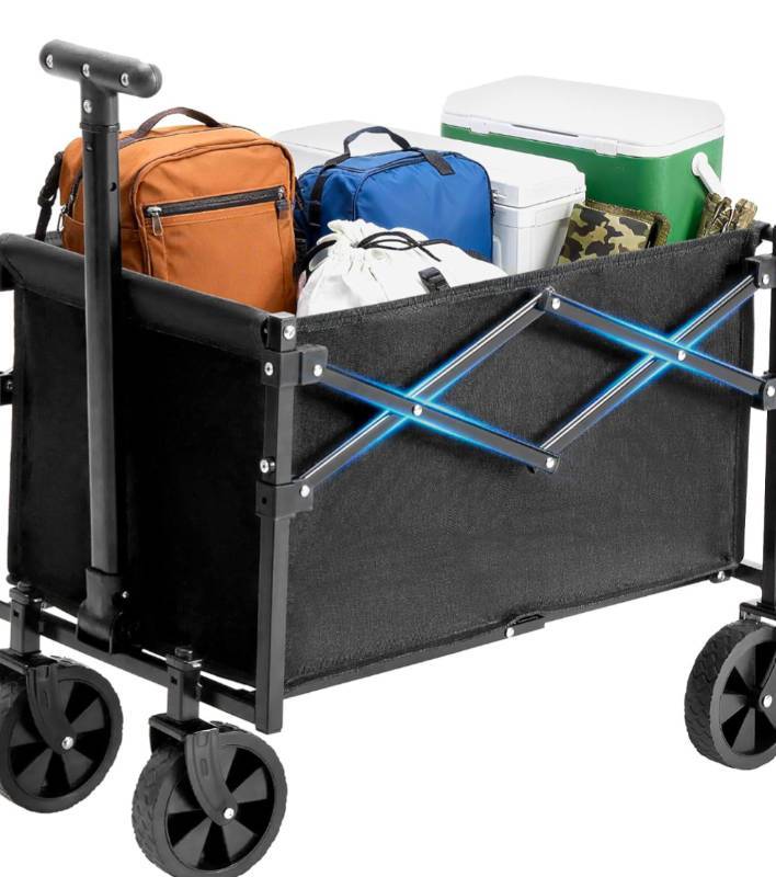 lot 174 image: Collapsible Wagon with Wheels Foldable with Handle Black $99.99 Retail - Brand New