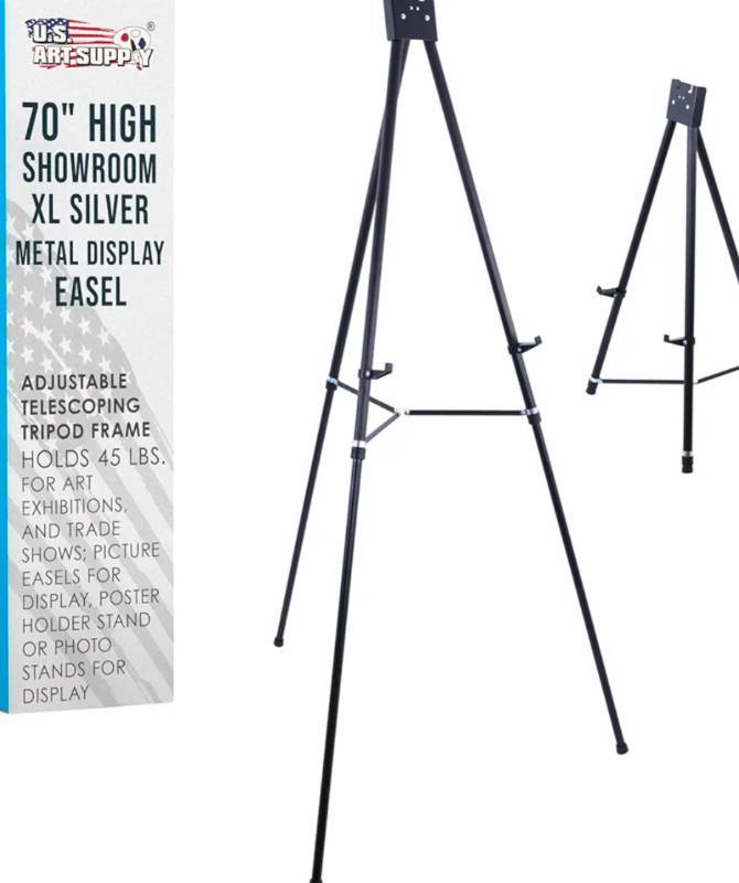 lot 184 image: U.S. Art Supply 70 High Boardroom XL Black Aluminum Flip Chart Easel & Presentation Stand $59.99 Retail - Brand New