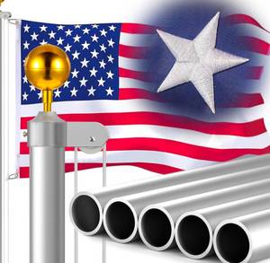 lot 123 image: Super Thick Flag Pole Kit 20ft Gauge Aluminum for Outdoors $144.99 Retail - Brand New