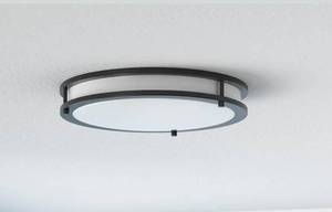 lot 132 image: ASD LED Double Ring Flushmount Ceiling Light, 18-Inch, Black $69.99 Retail - Brand New