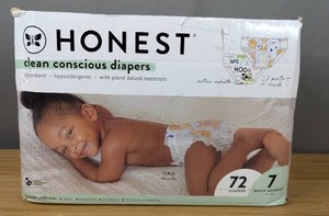 lot 143 image: Honest Clean Conscious Diapers Size 7, 72 Count $44.99 Retail - Brand New