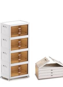 lot 152 image: Folding Storage Bins 4 Tier with Doors $79.99 Retail - Brand New