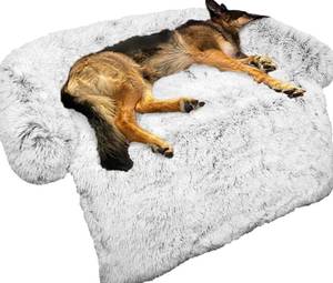 lot 167 image: Calming Dog Bed Fluffy Extra Large Light Gray $42.99 Retail - Brand New