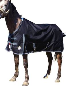 lot 187 image: T Teke Deluxe Turnout Horse Sheets Waterproof Blue and Green 51 to 87 $69.99 Retail - Brand New