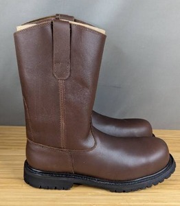 lot 144 image: Legend Safety Brown Leather Work Boots Size 8 and 9 Boot Height $119.99 Retail - Brand New