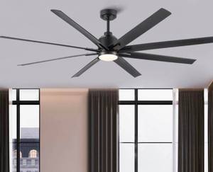 lot 203 image: Yuhao 72 Ceiling Fan with Light Black $189.99 Retail - Brand New