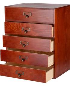 lot 210 image: Large Wooden Rustic Desk Drawer 5 Drawer $59.99 Retail - Brand New