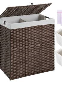 lot 233 image: Greenstell Laundry Hamper with Lid Wicker Basket $47.99 Retail - Brand New