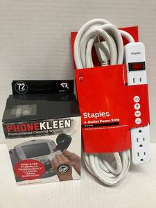 lot 21 image: Power Strip and Cleaning Wipes