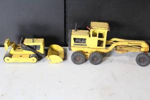 Vintage Tonka Road Grader and Bulldozer Pressed Steel Construction Toys