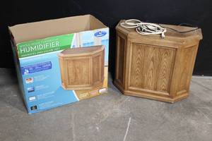lot 39 image: Essick Air Whole House Evaporative Humidifier Model 696 400HB Light Oak Finish