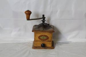 lot 323 image: Vintage Fabbrica Nazionale Manual Coffee Grinder with Wood Handle