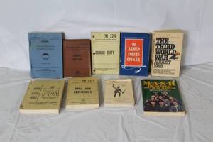lot 341 image: Collection of 9 Military Manuals and Books Including MASH and Field Guides