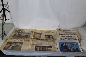 lot 345 image: Collection of Historic Newspapers Including Political Headlines and Major Events