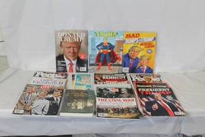 lot 348 image: Collection of Political and Historical Magazines and Books Featuring Trump, Kennedys, and More