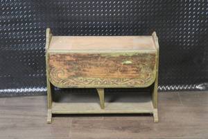 lot 375 image: Vintage Wooden Drop Leaf Magazine Table with Ornate Carving