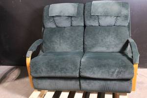 lot 51 image: Double Reclining Loveseat with Wood Accents