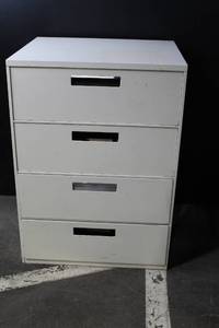 lot 56 image: Metal 4-Drawer Storage Cabinet with Built-In Dividers