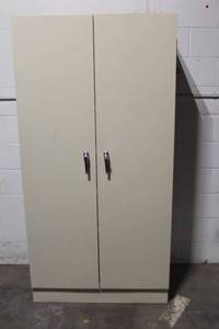 lot 57 image: Metal Storage Cabinet with Shelves and Locking Doors