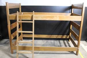 lot 59 image: Wooden Bunk Bed Frame with Ladder