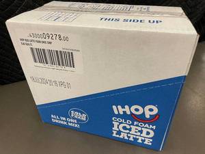 lot 18 image: TX 1 - IHOP Cold Foam Iced Latte Drink Mix, Choc Chip, 6 Pack, 5.82 oz Each