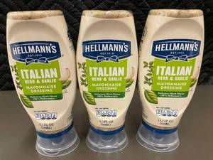 lot 34 image: WV 2 - 3 Hellmanns Italian Herb & Garlic Mayonnaise Dressing, 11.5 oz
