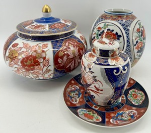 lot 245 image: &nbspGinger Jar, Vase, and Plate Collection including Imari by Andrea Porcelain