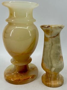 lot 263 image: Pair of Genuine Onyx Stone Vases Made in Pakistan