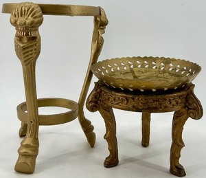 lot 281 image: Pair of Ornate Brass Stands and Decorative Holders