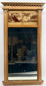 lot 73 image: Ornate Giltwood Mirror with Classical Columns & Pediment