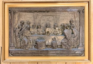 lot 101 image: Last Supper Bronze Relief in Gilded Frame