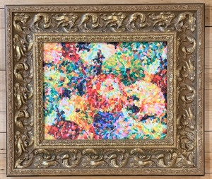 lot 111 image: Framed Abstract Pointillist Reproduction Artwork in Ornate Gold Frame