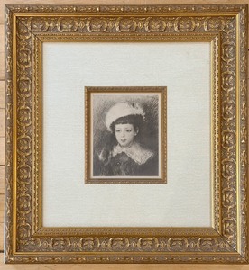 lot 115 image: Renoir Framed Vintage Portrait Marthe Berard Print In Ornate Gilt Frame with COA