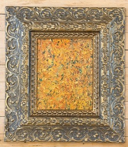 lot 122 image: Pollock-Style Abstract Drip Expressionist Painting in Ornate Gold Frame #9