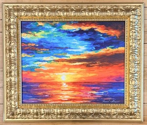 lot 124 image: Dream Clouds Reproduction By Leonid Afremov in Ornate Gold Toned Painted Frame