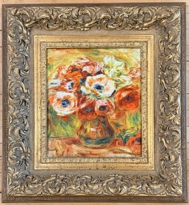 lot 136 image: Framed Reproduction of Renoir Anemones Canvas Print & Ornate Frame