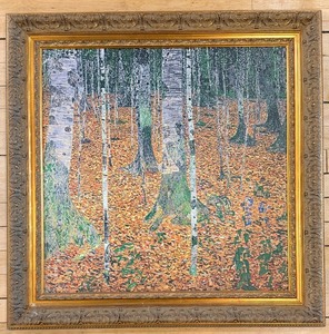 lot 144 image: Gustav Klimt Birch Forest Canvas Reproduction Farmhouse with Birch Trees