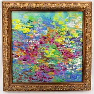 lot 150 image: Reproduction of Abstract Expressionist Painting by Spoz in Ornate Gold Frame
