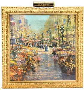 lot 153 image: Thomas Kinkade Paris - City of Lights - Reproduction Painting in Gold Frame