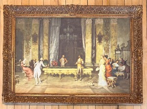 lot 157 image: Francesco Beda Reproduction - A Game of Billiards Framed Artwork