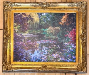 lot 160 image: Claude Monet Water Lilies Reproduction on Canvas in Gilt Frame