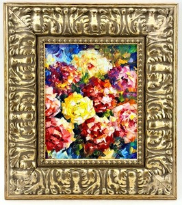 lot 169 image: Vibrant Floral Impasto Painting on Canvas in Ornate Gold Frame