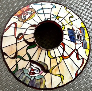 lot 98 image: Stained Glass Clown Lamp Shade, Round Tiffany-Style