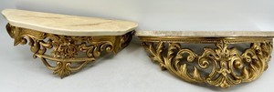 lot 184 image: Turner Wall Accessory Pair of Ornate Gilt-Bronze Faux Marble Shelfs
