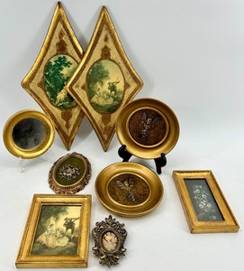 lot 185 image: Turner Wall Accessory Frame Set of Vintage Gold Frames & Prints