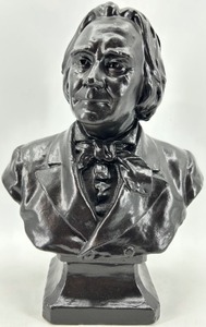 lot 295 image: Bust of Gentleman in Suit & Bow Tie, Black Resin