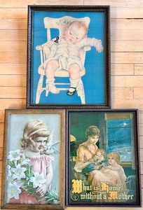 lot 301 image: Three Framed Vintage Nursery & Mother-Child Art Prints