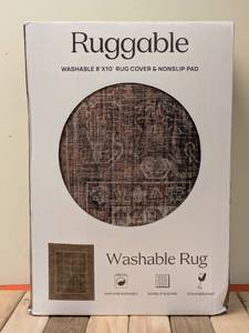 lot 53 image: NEW RUGGABLE WASHABLE 8 x 10 RUG COVER & NONSLIP PAD
