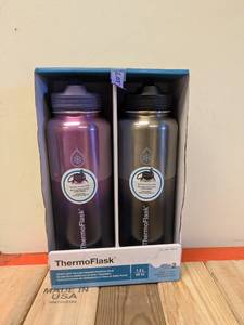 lot 90 image: THERMO FLASK DOUBLE WALL INSULATED STAINLESS STEEL 2PK.