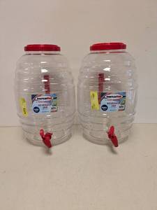 lot 108 image: 2 NEW AMERICAN MAID BEVERAGE DISPENSER JARS 5 GAL.